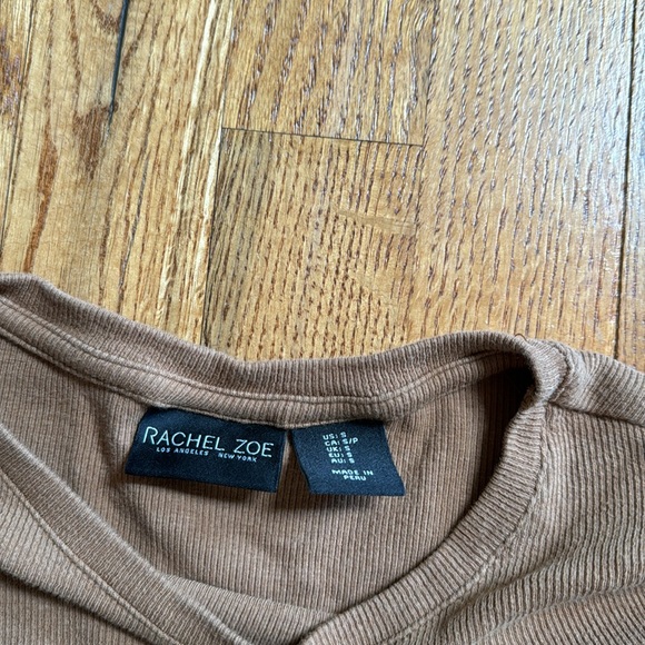 Rachel Zoe brown ribbed long sleeve tee size small - Picture 2 of 2